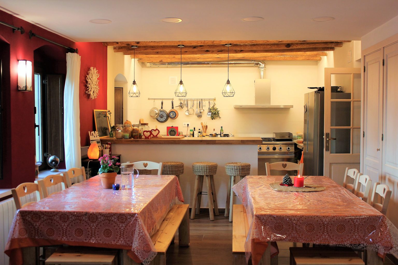 The shared table at the retreat house